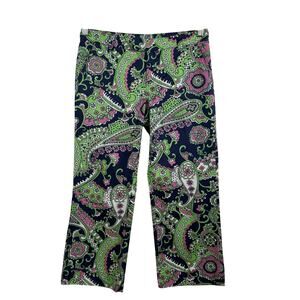 Lilly Pulitzer Vintage Navy Paisley Floral Capri Pants Size 2 Beach Colorful